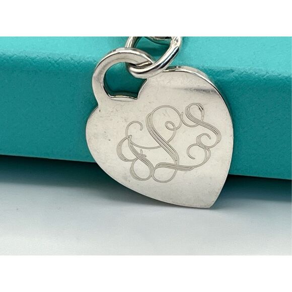 Tiffany & Co. Heart Tag Charm Initials “JSL” - Bracelet 8" Sterling Silver Round - Picture 11 of 16